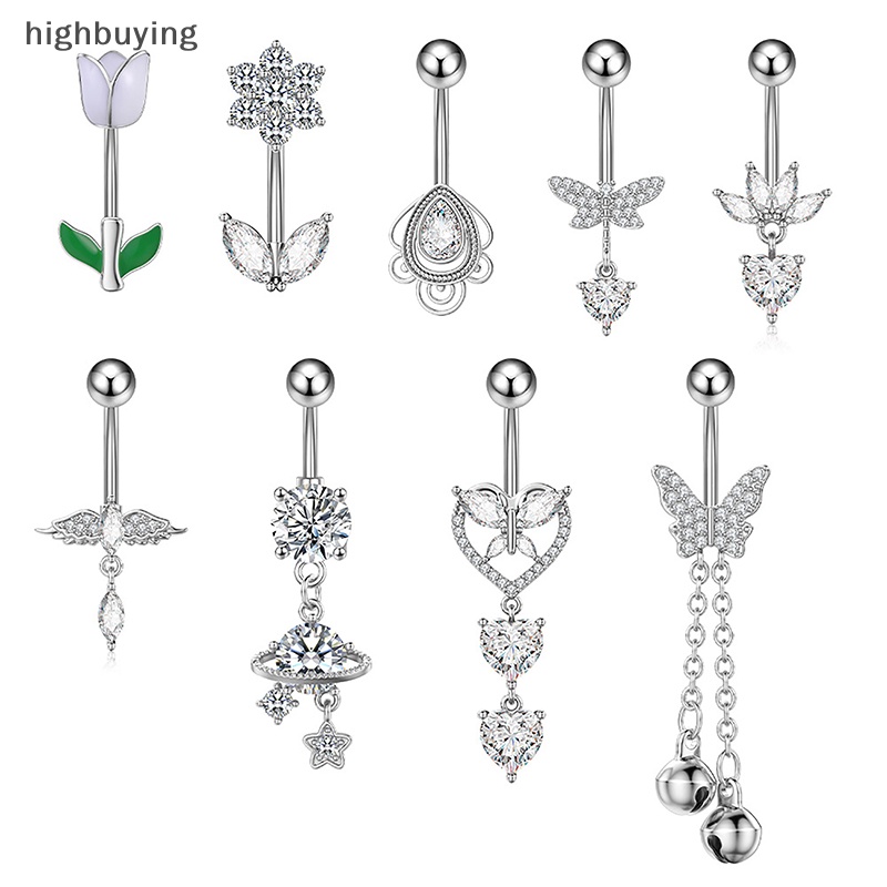 [highbuying] แฟชั่น หัวใจ ดอกไม้ สะดือ เครื่องประดับ หยดน้ํา ปุ่มท้อง แหวนจี้ หน้าท้อง ผู้หญิง เครื่องประดับร่างกาย ใหม่ พร้อมส่ง