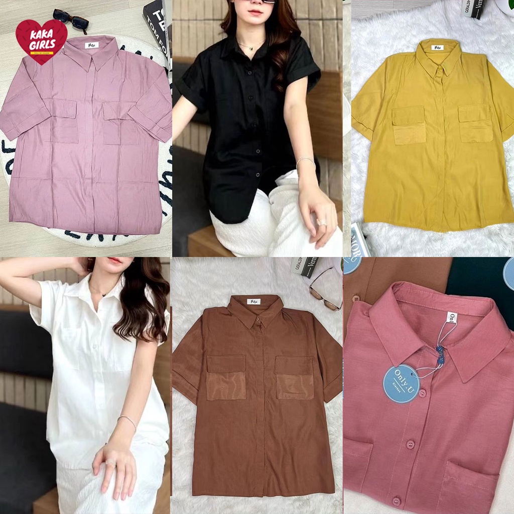พร้อมส่ง เสื้อเชิ้ตคอปกเเขนสั้นติดกระดุมผ้านิ่ม ใส่สบาย ไม่ร้อน ยับยาก