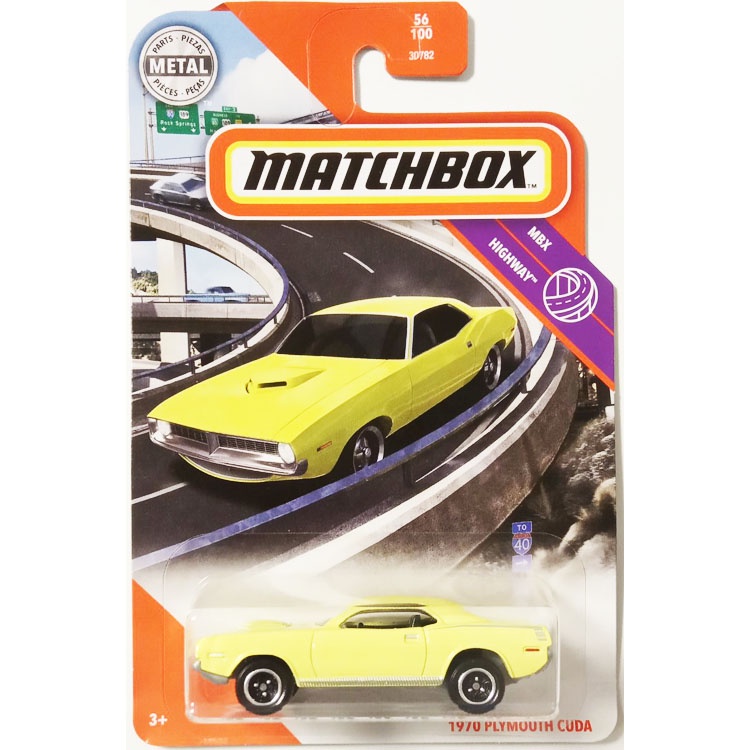 Matchbox MATCHBOX PLYMOUTH Barracuda รถกล้ามเนื้อ สีเหลือง 70 ชั้น CUDA 56