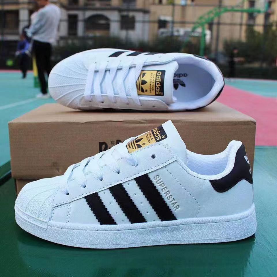 Adidas superstar men's and women's white and black casual sneakers#G008