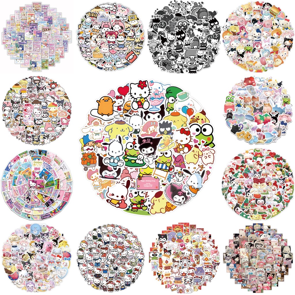 สติกเกอร์ ลายกราฟฟิติ Sanrio คละแบบ สําหรับติดตกแต่งหมวกกันน็อค จักรยาน 120 60 50 ชิ้น