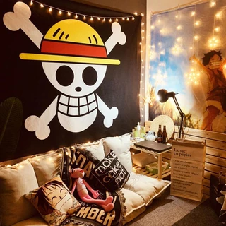 ธงวันพีช ธงลูฟี่ ธงโจรสลัด ธงหัวกะโหลก ขนาด One Piece ขนาด 90x150 ซม.