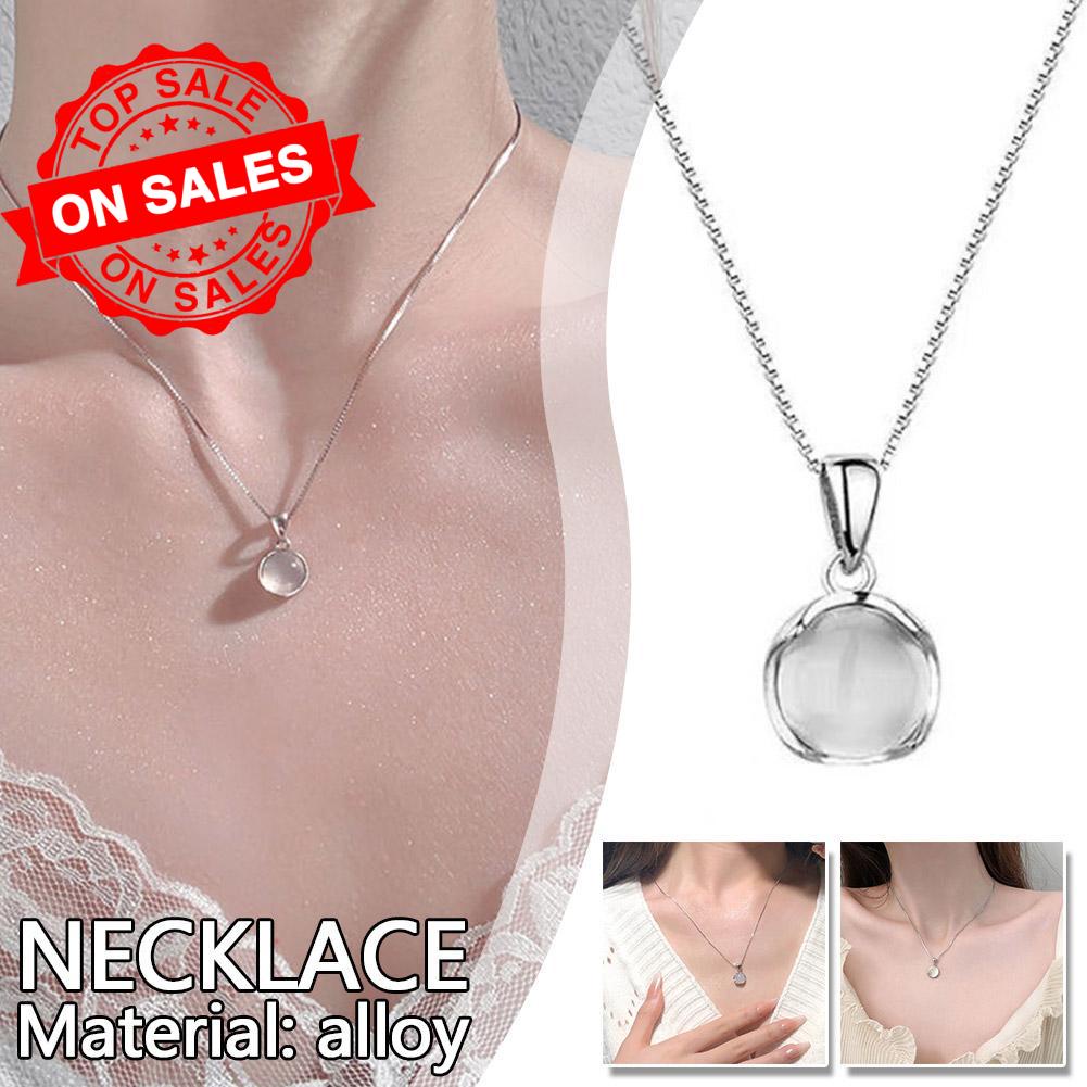 เครื่องประดับ สร้อยคอเงิน จี้คริสตัล แฟชั่นหรูหรา สําหรับผู้หญิง W5B6