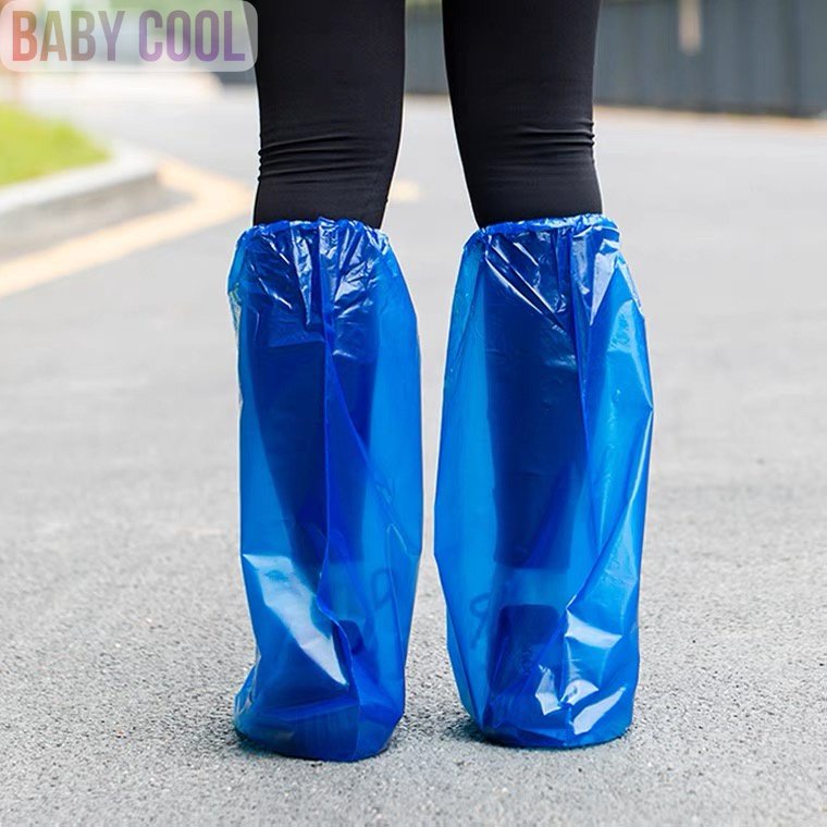 BABYCL ลด15% สูงสุด20.-👍🏻 แพ็ค 5 คู่ ถูกมากก ! ถุงคลุมเท้า ถุงสวมเท้า ถุงคลุมรองเท้าพลาสติก(แบบยาว)กันน้ำ ถุงคลุมชุดppe
