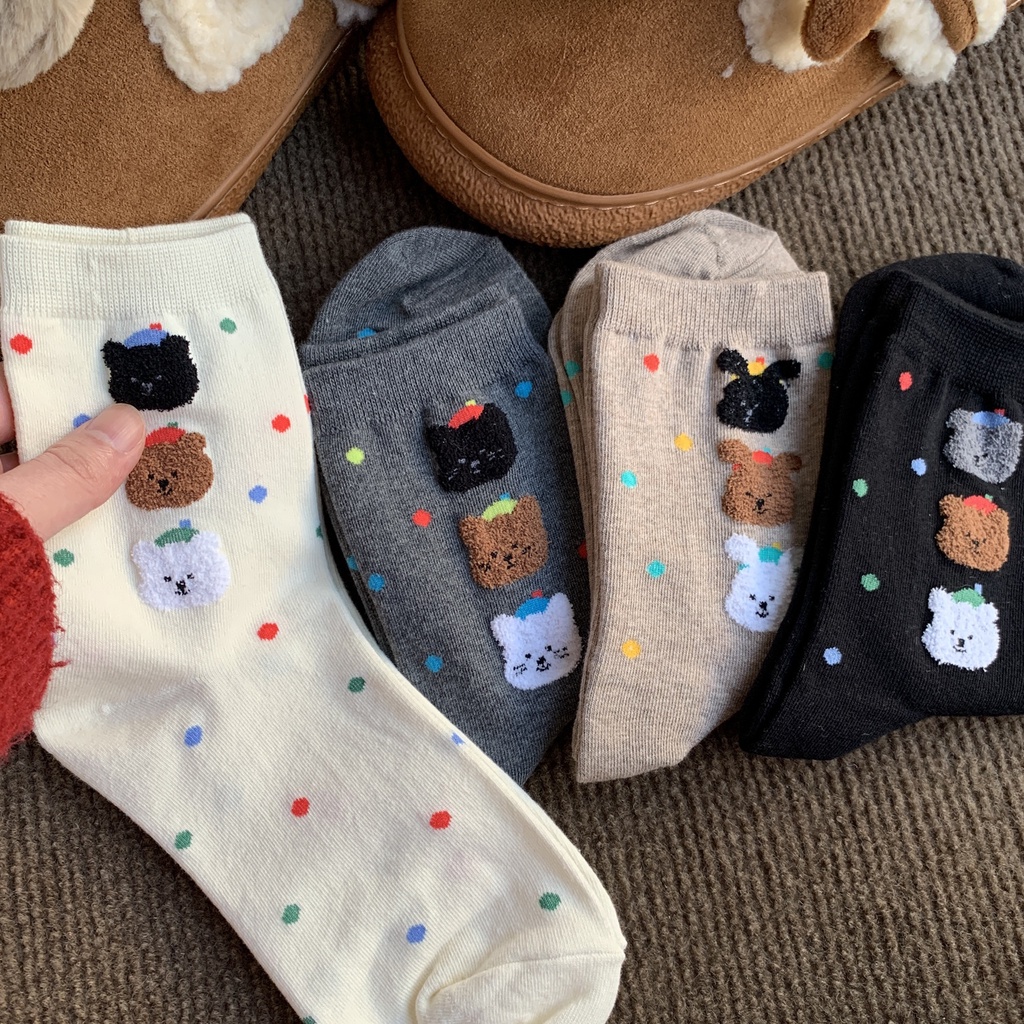 ถุงเท้า ลายการ์ตูนสัตว์ ขนาดเล็ก สไตล์เรโทร สําหรับผู้หญิง