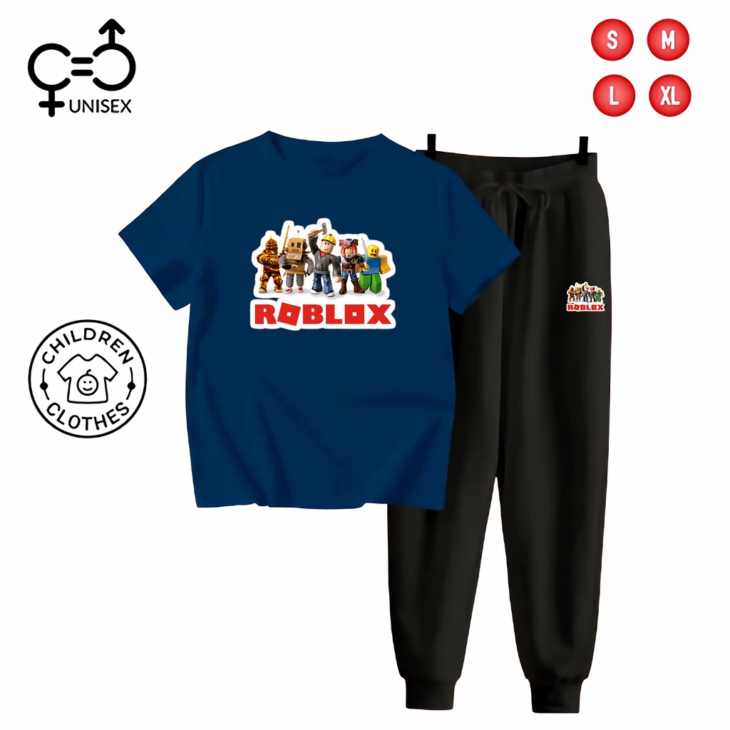 Hitam Gc - Kids Set เสื้อยืด + กางเกงจ็อกเกอร์ สีดํา - ROBLOX