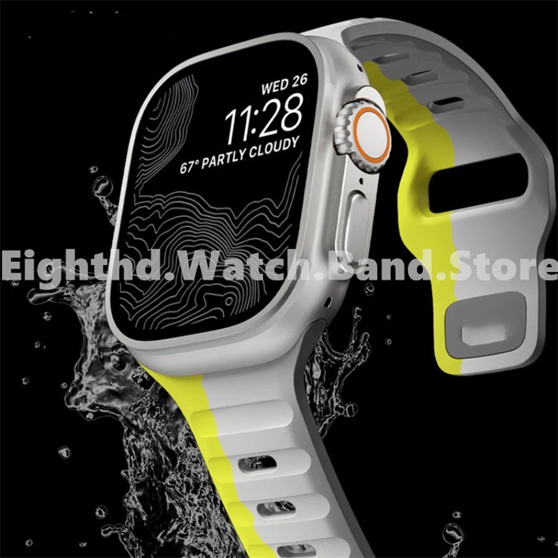 ใหม่ สายนาฬิกาข้อมือซิลิโคน อุปกรณ์เสริม สําหรับ Apple Watch Ultra 2 Ultra Series 9 8 7 6 SE 5 4 3 2 1 ขนาด 49 มม. 41 มม. 45 มม. 44 มม. 42 มม. 40 มม. 38 มม.