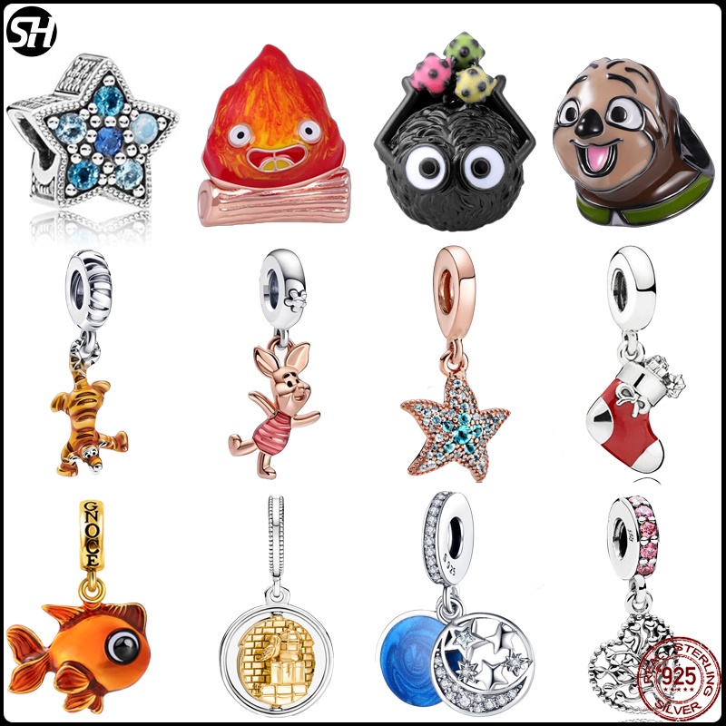 ใหม่ Charms สร้อยข้อมือลูกปัด 925 จี้เงินสเตอร์ลิงคลิป evil eye gold letter stopper Harry Potter Disney จี้สร้อยข้อมือผู้หญิงเครื่องประดับ