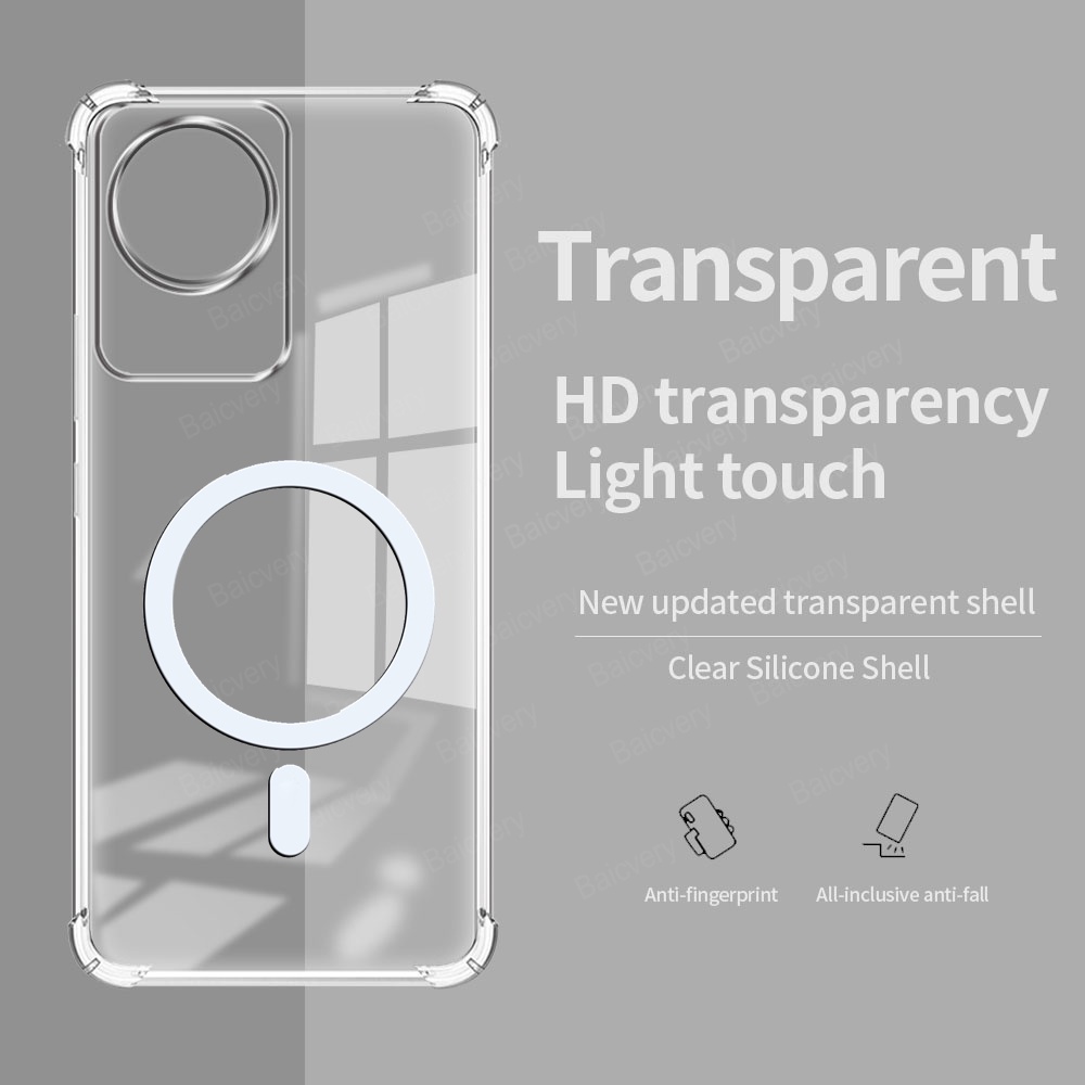 เคสโทรศัพท์มือถือแบบใส กันกระแทก พร้อมที่ชาร์จแม่เหล็กไร้สาย สําหรับ VIVO Y02 Y02T Y02A