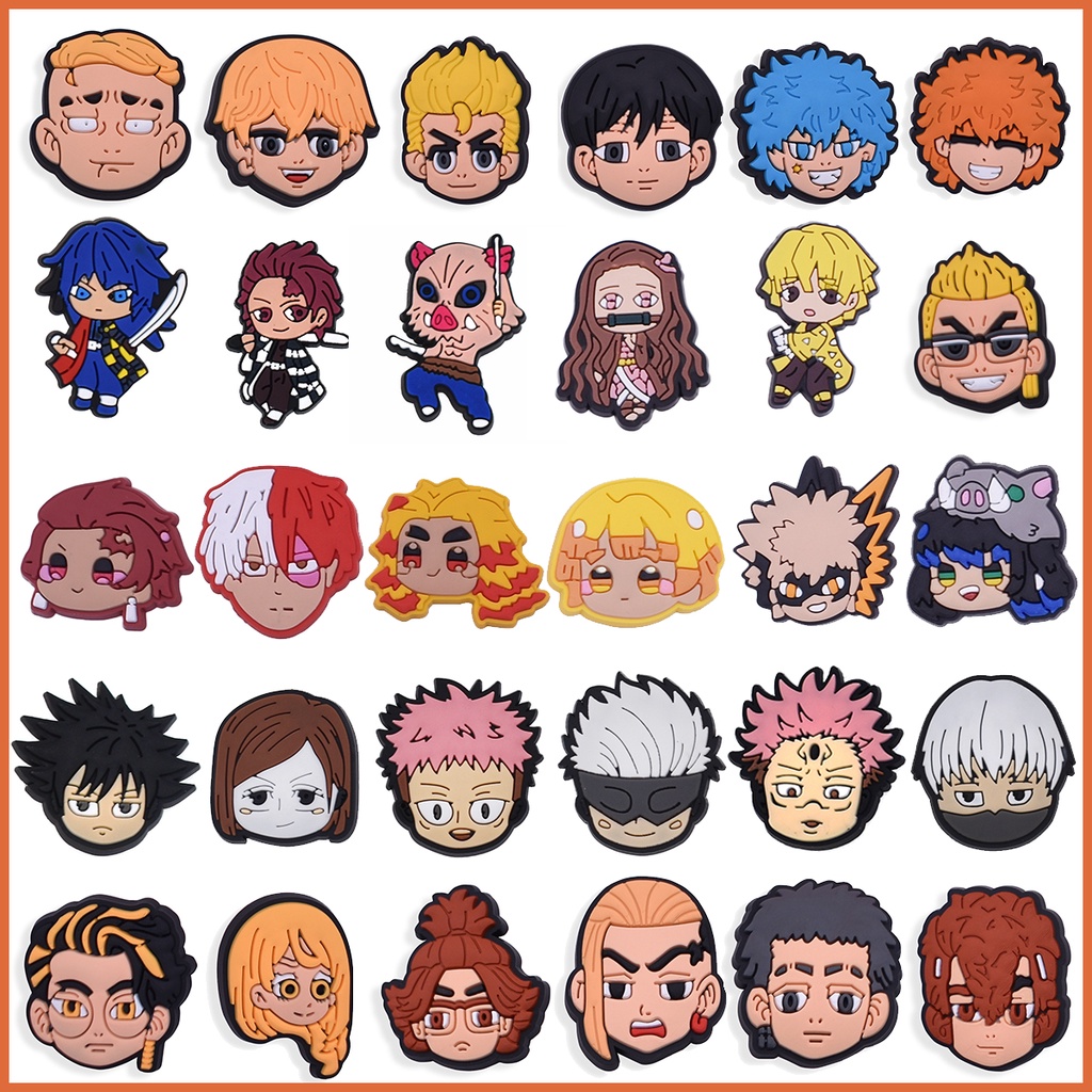 Croc Jibz เข็มกลัด PVC ลายการ์ตูนดาบพิฆาตอสูรน่ารัก สไตล์ญี่ปุ่น สําหรับรองเท้า
