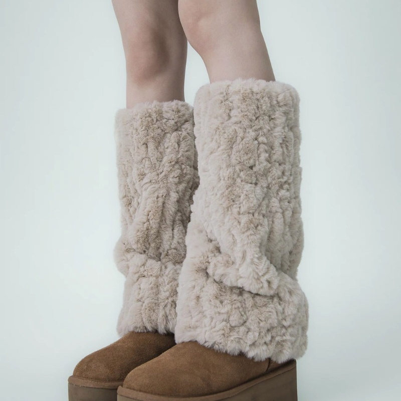 Nice ปลอกสวมหุ้มขา ประดับขนเฟอร์เทียม ให้ความอบอุ่น สําหรับผู้หญิง