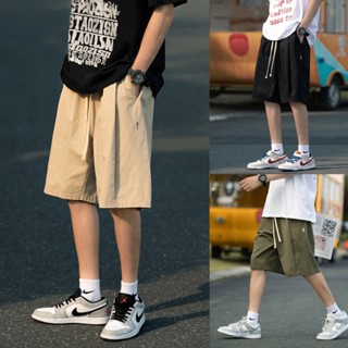 BeCoolMan🍃กางเกงขาสั้นผู้ชายกางเกงขาสั้นลำลองแนวโน้มขากว้างส…