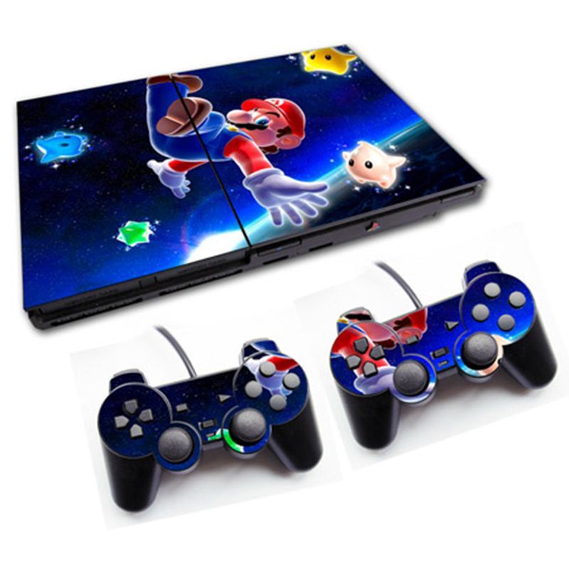 PS2 Slim เกมคอนโซลสติกเกอร์ที่มีสีสันสติกเกอร์ผิว Decals บุคลิกภาพ Creative Scratch-Proof Handle สติกเกอร์เกมเครื่องป้องกันฟิล์ม