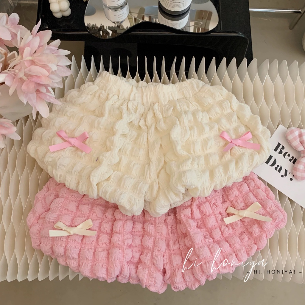 [ML] กางเกงขาสั้น ประดับโบว์ สีแคนดี้ แฟชั่นสําหรับเด็กผู้หญิง 90-130 ซม.