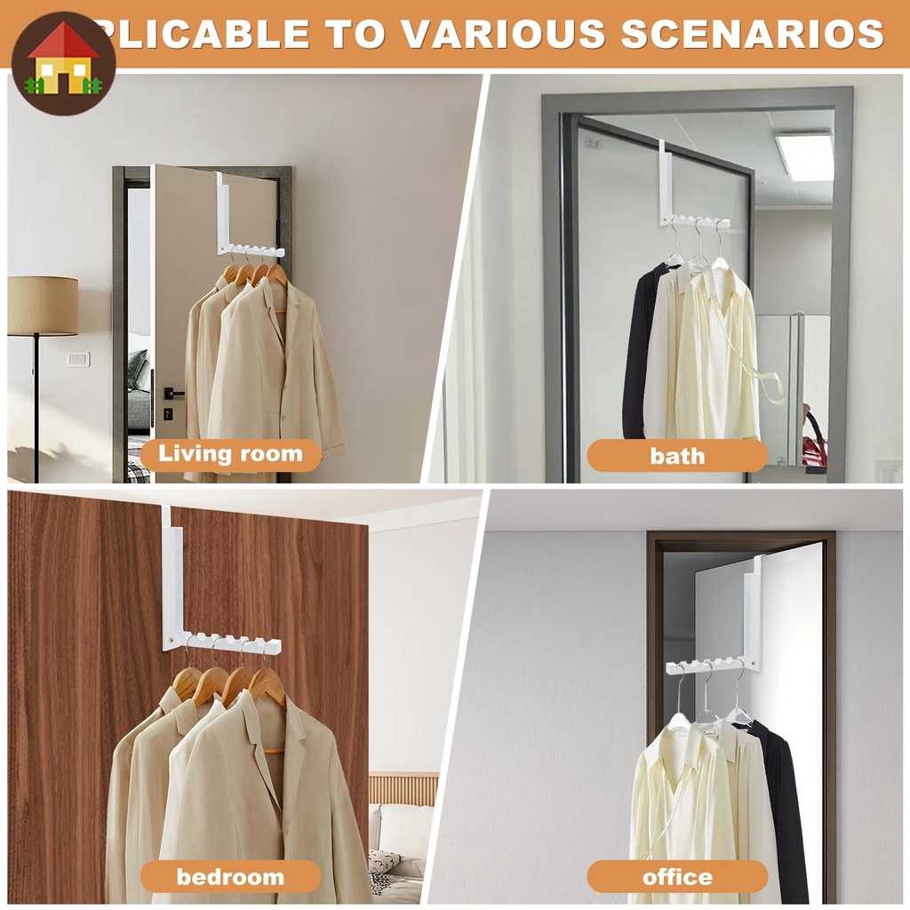 ราวแขวนหลังประตู ไม้แขวนเสื้อ พับได้ 6 ช่อง ราวตากผ้า เหนือประตู พร้อม ราวตากผ้า ตะขอแขวนผ้าขนหนู แบบพกพา - รูปที่ 4