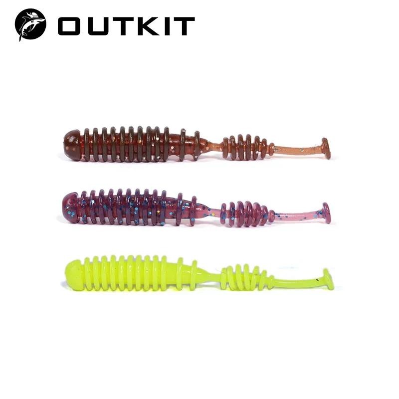Outkit 10 ชิ้น 4.2 เซนติเมตรตกปลา Soft Worm Lures Pin Tail ตกปลาน้ําแข็งเหยื่อ Soft Polaris Sinking Lure Pesca ซิลิโคนตกปลา Tackle