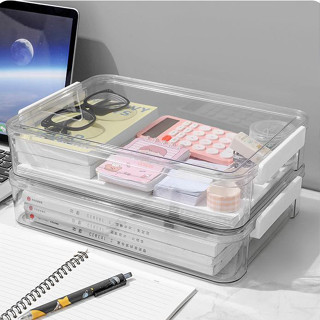 กล่องเก็บเอกสารแบบใส ความจุขนาดใหญ่ เดสก์ท็อป แฟ้มสำนักงาน ก…