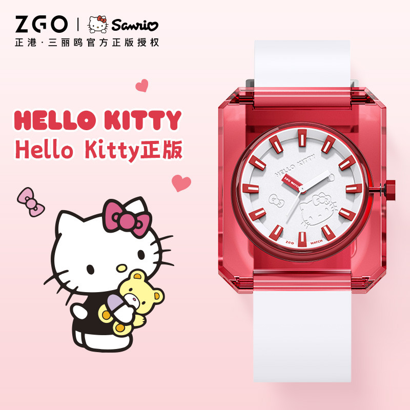Zgo x Sanrio Hello Kitty นาฬิกาสําหรับเด็กผู้หญิงกันน้ํา Luminous Casual สไตล์นักเรียนสอบ 1691
