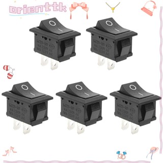 Orienttk สวิตช์โยก เปิด ปิด เปิด และเรือ ไนล่อน สีดํา 2 Pin 12V 110V 250V DIY สําหรับเครื่องใช้ไฟฟ้า 5 ชิ้น