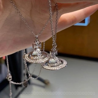 0931YWTS Vivienne Three-Dimensional Multi-Row Full Diamond Saturn Necklace Female Clavicle Chain Special Interest Light Luxury High Sense Necklace WJM1