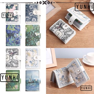 Yunhi กระเป๋าใส่บัตรเครดิต บัตรประจําตัว หนัง Pu 20 ช่อง ลายดอกไม้ เรียบง่าย คุณภาพสูง