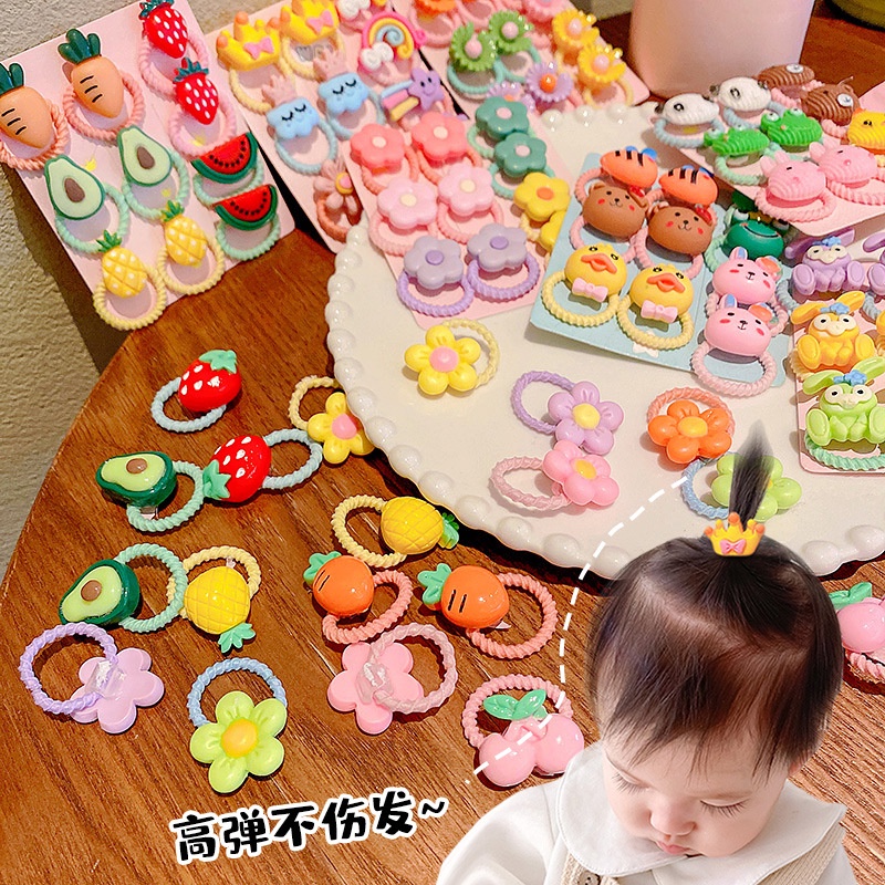 40 ชิ้น เด็ก ยืดหยุ่น ยางรัดผม เด็ก ผลไม้น่ารัก การ์ตูน นิ้วหัวแม่มือ ผูกผมหางม้า ชุดที่คาดผม