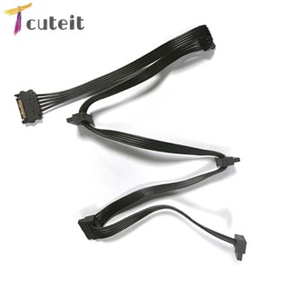 Tcuteit Molex สายเคเบิลแยกฮาร์ดไดรฟ์ 4-Pin 1 เป็น 5 SATA 15-Pin 78 ซม.