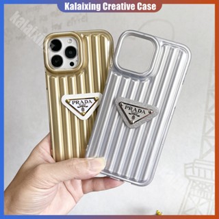 PRADA เคสโทรศัพท์มือถือนิ่ม ลายทางแนวตั้ง 3D สําหรับ iPhone 14 Pro Max 13 12 11 Pro Max 12Pro Max