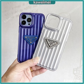 PRADA เคสโทรศัพท์มือถือนิ่ม ลายทางแนวตั้ง 3D สําหรับ iPhone 14 Pro Max 13 12 Pro Max 11Pro Max