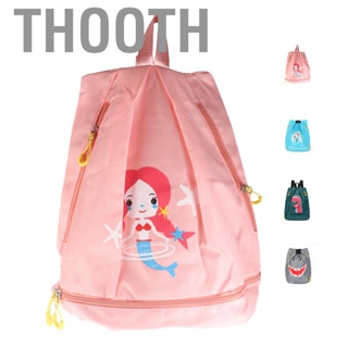 Thooth Swim Bag Backpack Dry Wet Separated Swimming Portable  with Zipper Beach