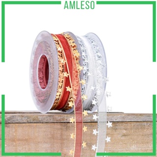 [Amleso] ริบบิ้น ลายคริสต์มาส สําหรับตกแต่งเทศกาลคริสต์มาส DIY 2 แพ็ก