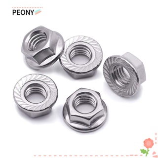 Peonypavilion น็อตหน้าแปลน หกเหลี่ยม สเตนเลส 304 เมตริก สีเงิน M10X1.5 มม. สําหรับเครื่องใช้ในครัวเรือน 10 แพ็ค