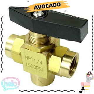 Avocarr บอลวาล์ว ทองเหลือง 3 ทาง 3 ทาง แผงเมาท์สีทอง 1/4 นิ้ว NPT ท่ออากาศ วาล์วมือ ท่อน้ําไหล ควบคุมการไหลของน้ํา