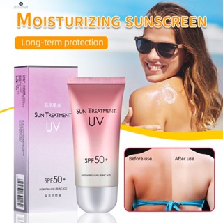 Sun Treatment Uv Spf50 + Pa +++ Sunblock Lotion 60ml Hydrating Hyaluronic Acid ครีมกันแดดติดทนนาน Refreshing Skin Care TECH3