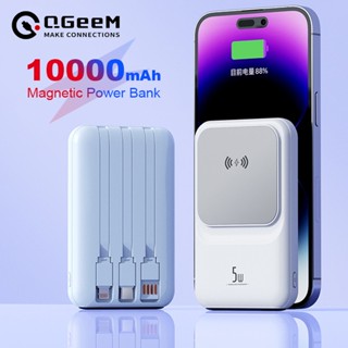 Qgeem พาวเวอร์แบงก์แม่เหล็กไร้สาย 10000mAh แบบพกพา สําหรับ iphone 12 13 14Pro Max