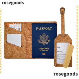 Rosegoods1 ชุดป้ายแท็ก ไม้คอร์ก ทนทาน อุปกรณ์เสริม สําหรับติดกระเป๋าเดินทาง หนังสือเดินทาง