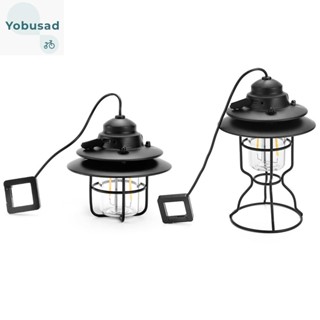 [Yobusad.th] โคมไฟ LED เหล็ก สไตล์เรโทร ชาร์จ USB สําหรับตั้งแคมป์ กลางแจ้ง