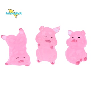 Amonghot&gt; ใหม่ ฟิกเกอร์เรซิ่น รูปการ์ตูนหมู Kawaii ขนาดเล็ก สําหรับตกแต่งสวน DIY 6 ชิ้น