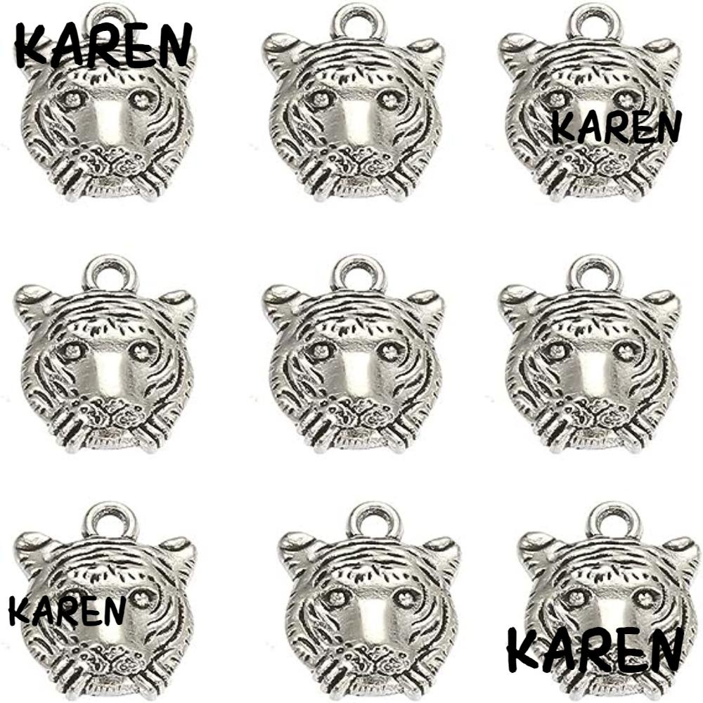 Karen จี้หัวสัตว์ โลหะผสมเงิน สไตล์โบราณ|จี้ รูปการ์ตูนสัตว์ สําหรับทําเครื่องประดับ ต่างหู งานฝีมือ