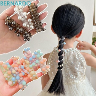 Bernardo ยางรัดผมหางม้า แบบใส ประดับลูกปัดไข่มุก สไตล์เกาหลี สําหรับปาร์ตี้