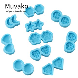 Muvako แม่พิมพ์ซิลิโคนเรซิ่น รูปแมว สีฟ้า สําหรับทําเครื่องประดับ ต่างหู 10 ชิ้น