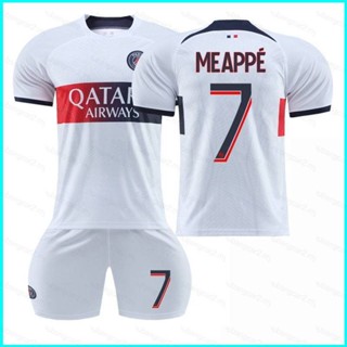 เสื้อกีฬาแขนสั้น ลายทีมชาติฟุตบอล Paris Saint Germain Away Mbappe 23-24 ชุด 2 ชิ้น ต่อชุด