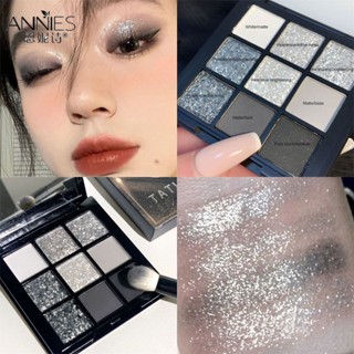 Dikalu Black Swan Nine-Color อายแชโดว์พาเลท พังก์ สโมคกี้ กลิตเตอร์ สีชมพู พาเลทอายแชโดว์ประกายมุก ละเอียด เย็น เข้ม โลหะ พังก์ สโมคกี้ แต่งหน้า