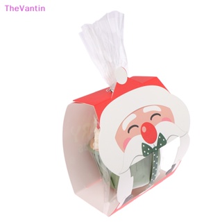 Thevantin ถุงคุกกี้ ลายซานตาคลอส พร้อมลวดผูก สําหรับใส่ขนมหวาน ตกแต่งปาร์ตี้คริสต์มาส ปีใหม่ 8 ชิ้น