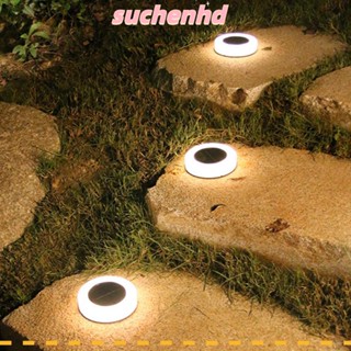 Suchenhd โคมไฟสนามหญ้า บันไดวงกลม LED โคมไฟฝังพลังงานแสงอาทิตย์ ทางเดินสวน กันน้ํา โคมไฟตั้งพื้น กลางแจ้ง