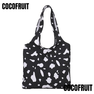 Cocofruit กระเป๋าสะพายไหล่ ผ้าแคนวาส ลายทางวัว สําหรับผู้หญิง