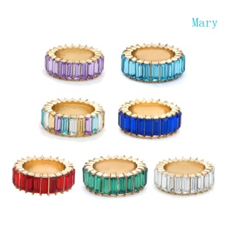 Mary แหวนคริสตัลเพทาย ทรงสี่เหลี่ยม สีรุ้ง 5 สี 1 7 ซม. สําหรับวันแต่งงาน