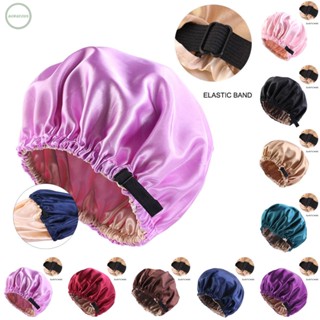 GORGEOUS~Womens Adjustable Elastic Satin Bonnet Double Layer Sleep Cap for Quality Sleep