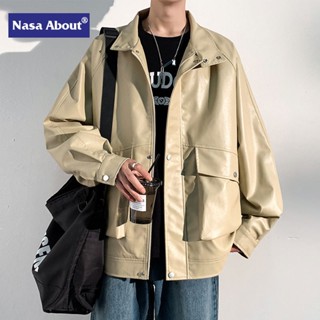 เสื้อแจ็กเก็ตเบสบอล หนัง Pu ลาย Nasa แฟชั่นฤดูใบไม้ผลิ และฤดูใบไม้ร่วง สไตล์อเมริกัน สําหรับผู้ชาย