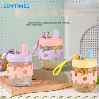 Lontime แก้วเครื่องดื่มใส ทนความร้อน ขนาดใหญ่ 400 มล. พร้อมหลอดซีล พิมพ์ลายตัวอักษร ของใช้ในบ้าน